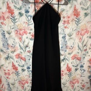 Vintage Elegant Black Halter Dress